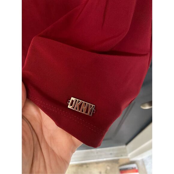 DKNY NWT Mesh Short Sleeve Red Shirt Blouse, Size Medium, MSRP $69 - Picture 5 of 12